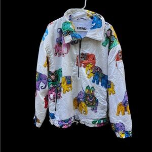Vintage windbreaker with funky elephant print